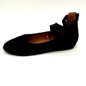 Twisted‎ Womens Flat Heel Ankle Strap Heel Zip Cushioned Insole Black Sz 6